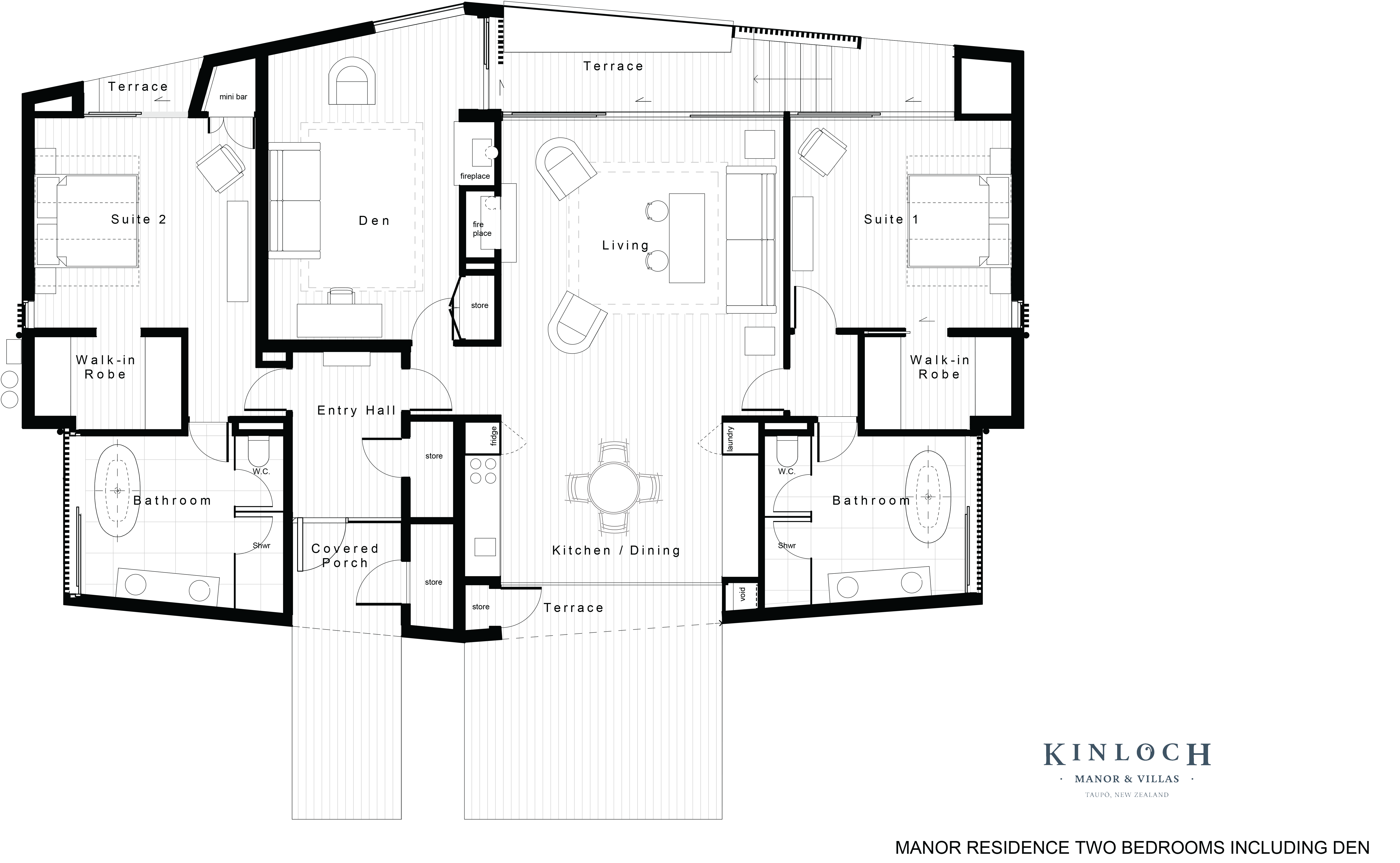 Manor Residence Two/Three Bedroom with Den floorplan